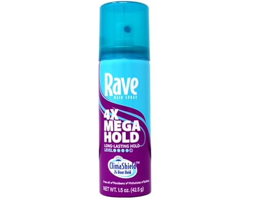 Image of Rave Hair Spray 4X Mega Hold, Long-Lasting Hold with ClimaShield Technology, 1.5 oz