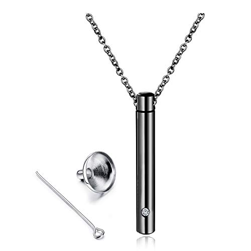 CutePet Collier Crémation Urne for AshesMinimalist Bar Pendant Memorial Urne (Color : Black)
