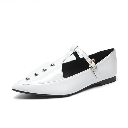 Women's T-Strap Pointed Toe Flats with Studded Decor Comfortable Adjustable Buckle Slip-On Flat Dress Mary Jane Shoes for Commuting Party Business Daily2