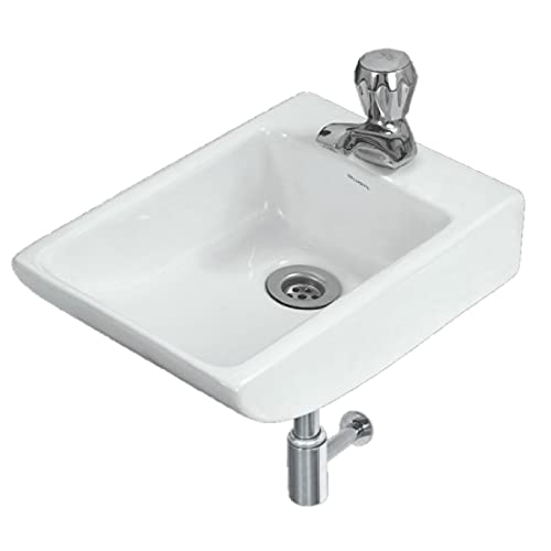 Image of Wash Basin Wall Hung Mounted Glossy Finish White Sink for Bathroom - (10 x 15 x 4 Inch)
