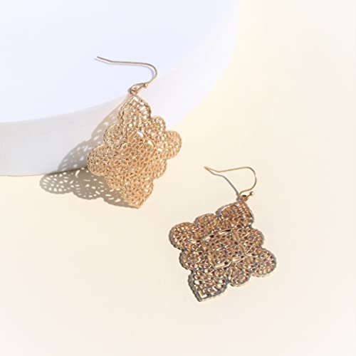POMINA Floral Celtic Filigree Gold Dangle Drop Earring Boho Fashion Geometirc Filigree Earrings for Women3
