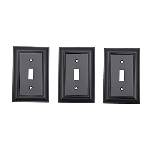 Amazon Basics Decorative Single Toggle Wall Plate - 3-Pack, Flat Black #TOP23