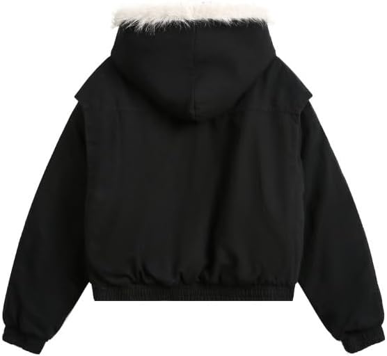 Short Commuter Cotton Padded Jacket with Hood Warm Casual Coat