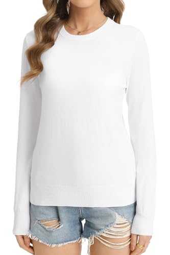 Image of QUALFORT Women's Sweaters Long Sleeve Soft Lightweight Basic Knitted Pullover Sweater