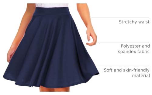 Image of EXCHIC Women's Casual Stretchy Flared Mini Skater Skirt Basic A-Line Pleated Midi Skirt