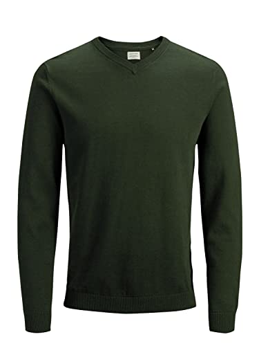 JACK & JONES Jjebasic Noos - Jersey de punto con cuello de pico para hombre, Verde (Rosin)., M