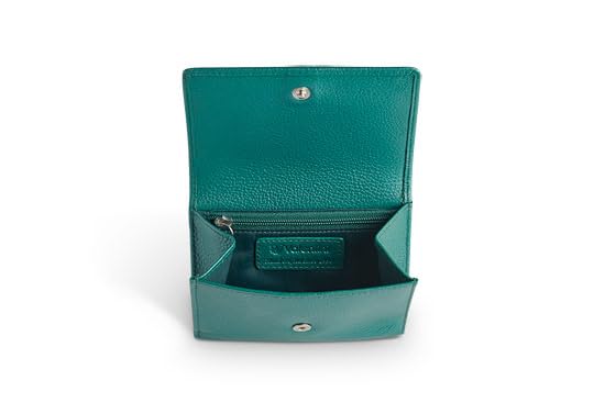 Valentini Portfel Damski - Portmonetka - Skóra Naturalna - Ochrona RFID - 12 Przegródek na Karty i Dokumenty - 11,5 x 10 cm Zielony Metallic