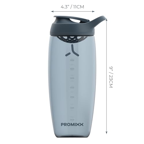 Image of Promixx Pursuit Protein Shaker Bottle (32 oz) - Silent No-Ball Mixer, Leak-Proof Lid, BPA /BPS & Phthalate-Free ECOZEN - Easy-Clean Shaker Cup for Protein Shakes, Pre & Post-Workout Smoothies