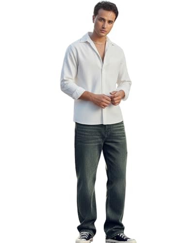Image of Urbano Fashion Men's Loose Baggy Fit Heavy Washed Jeans Non-Stretchable