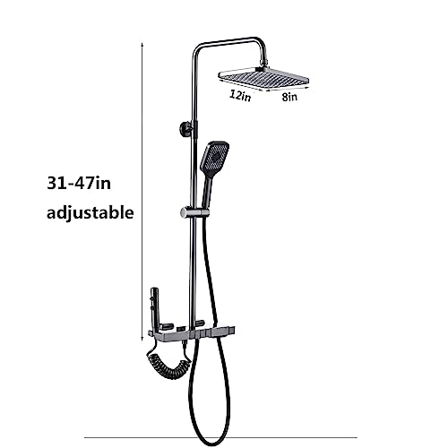 Conjunto de ducha para baño, juego de ducha presurizado, conjunto de ducha montado en pared con temperatura constante inteligente, pantalla digital LED, rociador superior extragrande, teclas de piano, adecuado para baño y gimnasio miniatura 2