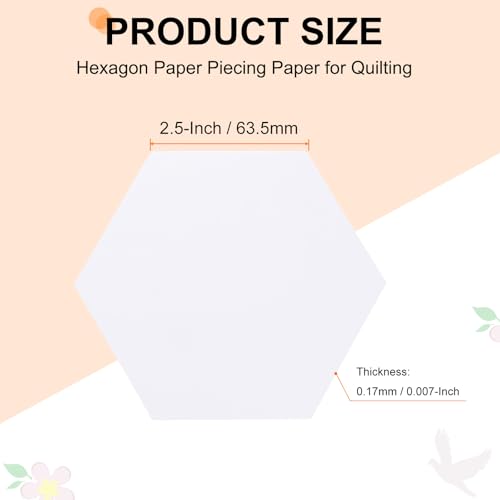 Papier de base de qualité supérieure pour patchwork et gabarit hexagone HARFINGTON 6,3 cm - 3