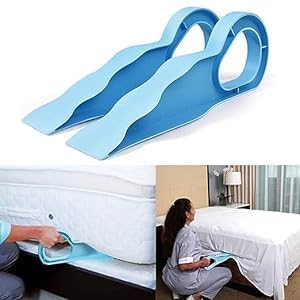 HGC Bedsheet Tucker Tool - Mattress Lifter and Bed Sheet Tucking Tool for Elderly, Pregnant Women, Back Pain, Durable ABS Plastic, Bedsheet Clips Holder - Blue-image-11