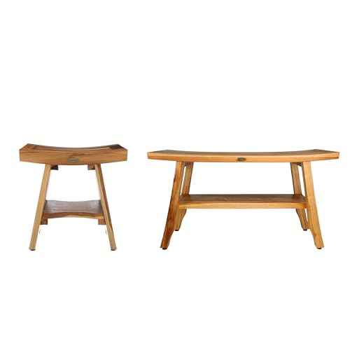 EcoDecors Serenity Shower Stool with Satori Teak Shower Stool