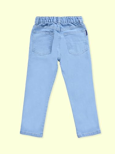Image of KiddoPanti Boys Regular Fit Denim Pant | Stretch Poly Cotton Denim | Regular Fit Full Length Pant | Back Elasticated & Button with Zip Open Fly