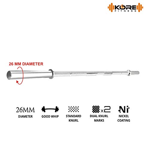 Image of Kore 6 Feet Plain Bar with Two Locks for Weightlifting, Powerlifting and Crossfit & Kore RW PVC Plate-20KG (10 KG X 2) Weight Plate, Black