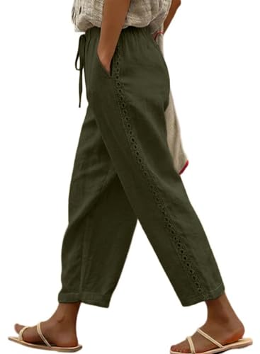 Image of Acelitt Women Casual Lightweight Drawstring Elastic Waist Pants with Pockets, S-XXL