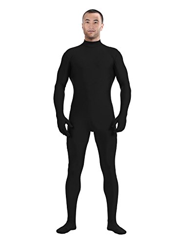 Aniler Men's and Women's Spandex Zentai Suit Adult Without Hood Full Body Costume Stretch Bodysuit (Large, Black)