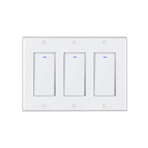 Esmlfe Smart Switch 3 Gang（NOT 3-WAY）, Push Button Smart WiFi Light Switch Compatible