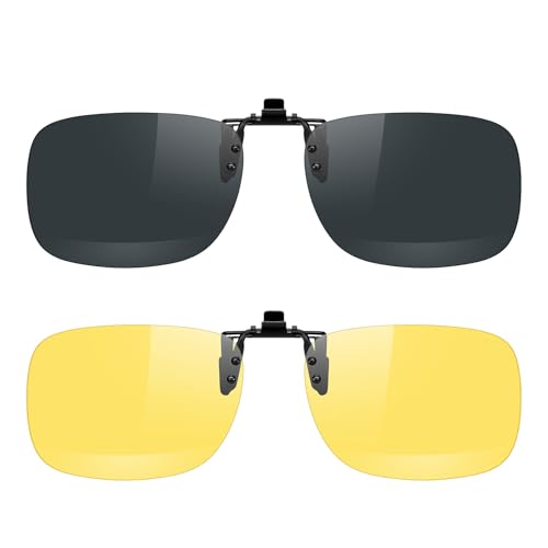 Image of MERRY'S Polarized Clip on Sunglasses Flip Up Metal Clip Attachments for Prescription Glasses