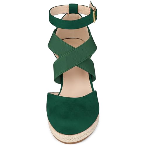 Allegra K Allegra K Women's Espadrilles Closed Toe Wedges Heels Emerald Green Sandals 7 m US