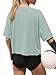 ATHMILE Shirts for Teens Girls Oversized T-Shirts Short Sleeve Workout Crop Tops Casual Drop Shoulder Boxy Roll Hem Basic Loose Tees Graygreen