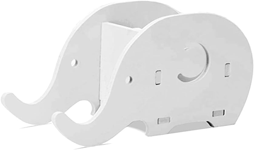 Pencil Holder Smart Phone Stand, Office Desk Accessories, Cute Elephant Wood Pen Holder Bracket Home Desk Decoration Multifunctional Stationery Box Organizer (White), (DXCS)
