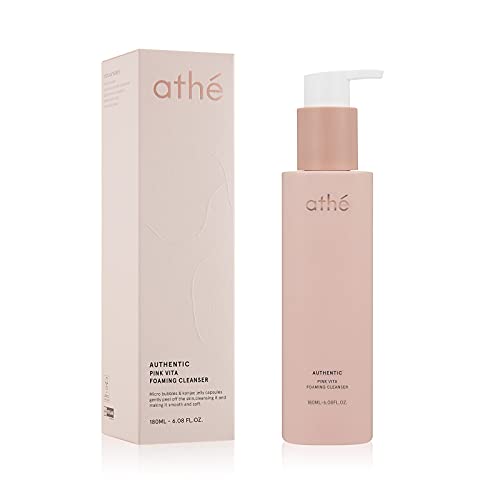 Vegan Face Foaming Cleanser by ATHÉ Authentic Pink Vita Foaming Cleanser 6.08oz, 180ml | Athe Foaming Cleanser | Energy