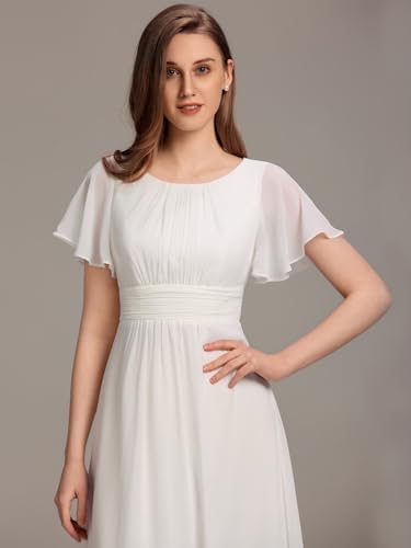 Image of Ever-Pretty Women's Spring Elegant Round Neck Short Sleeve Chiffon Empire Waist Floor Length Formal Dresses Bridesmaid Dress