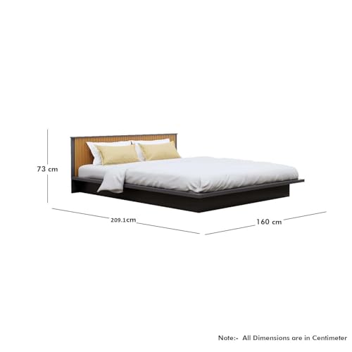Image of Bniture Modern Low Height Queen Size Bed Without Storage | Engineered Wood Platform Bed Headboard | Bed Queen Size Wooden Cot Double Bed for Bedroom 3 Year Warranty (Slate Grey & Giant Wood)