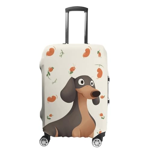 Housse de bagage élastique motif teckel pour valise de taille L lavable et résistante