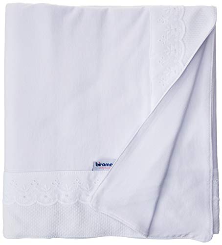 Biramar Baby Manta Malha Bordado Ingles Forrada Branco