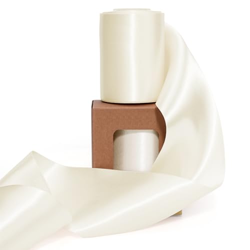 LaRibbons Ivory Satin Ribbon 3 Inch x 10 Yards Double Fcaed Continuous Ivory Ribbon for Flower Bouquet Chair Sashes Baby Shower Garland Gift Wrapping Craft Project
