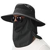 Sombrero para Sol Mujer y Hombre, Sombreros Pescador con protección de cuello y cara sombrero, Anti-UV Visera Gorro Ala...