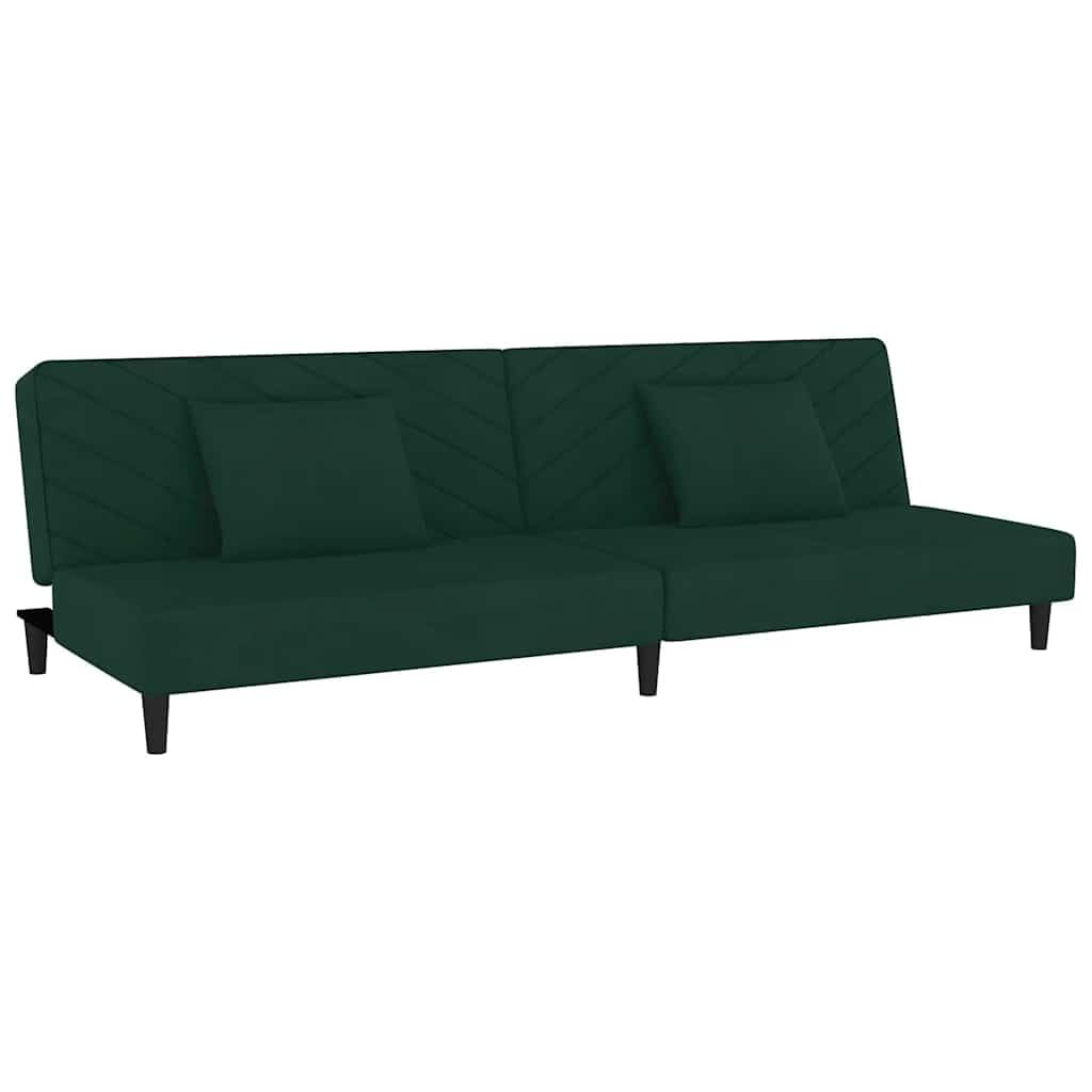 Sofá cama de 2 plazas con 2 cojines de terciopelo verde oscuro, sofá convertible en cama doble con marco de madera, versátil para sala de estar, cine en casa, oficina