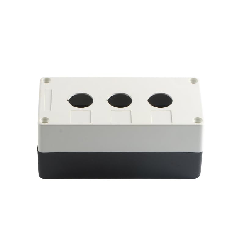 POWTAXBJGD 3P Three Holes Push Button Control Switch Box 22mm Diameter Electrical Accessory White Gray Black