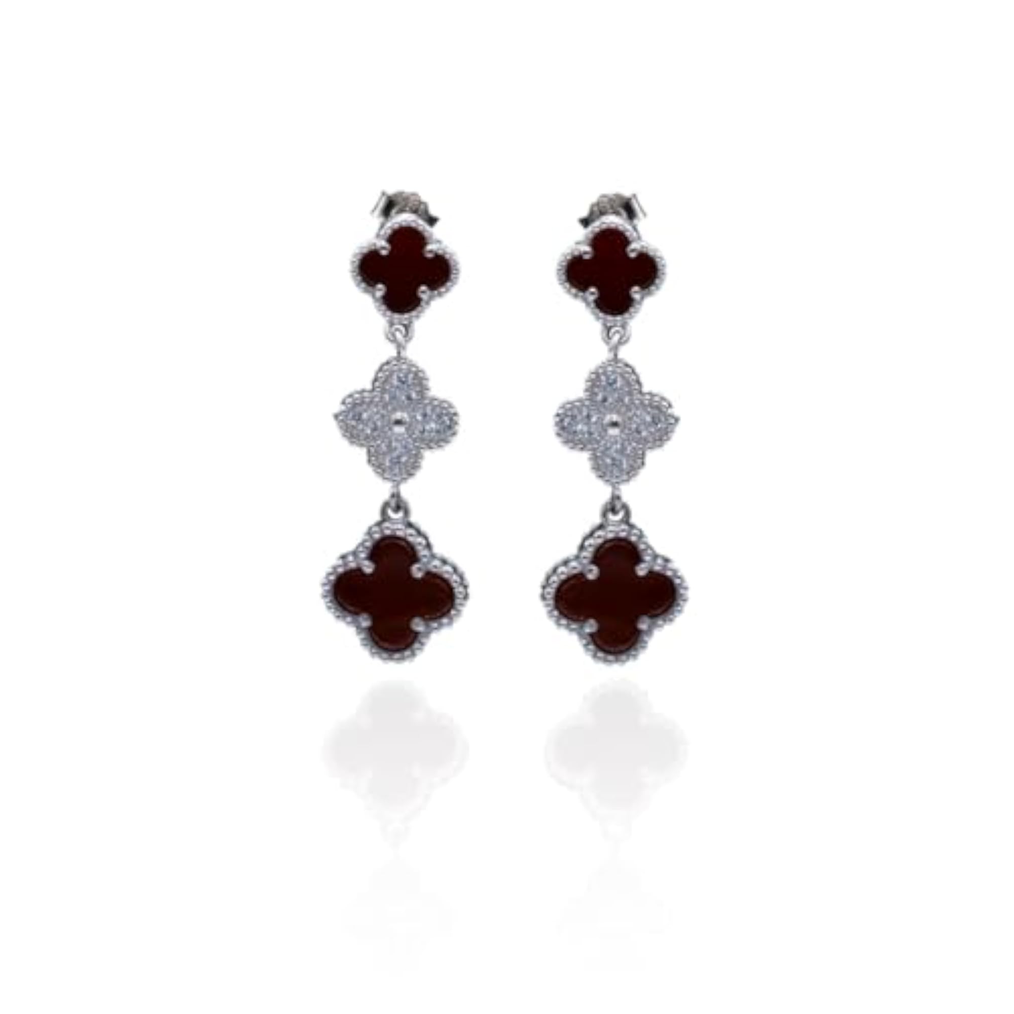 Women's 925 Sterling Floral Motif Drop Earrings