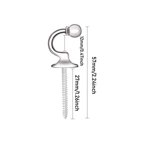 4 PCS Curtain Tie Backs Hooks, Ball End Heavy Duty Hook Curtain Holdbacks Hooks U Shaped Silver Hook Curtains Tie Back Fixings for Clothes Coat Hanger - Image 2