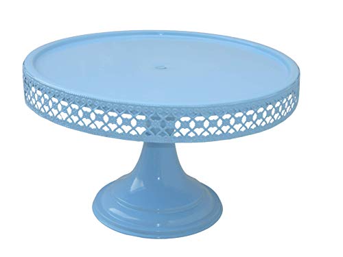 Image of Non Revolving Cake Stand Pedestal 13 inch Diameter (Top), Strong Metal (Blue)