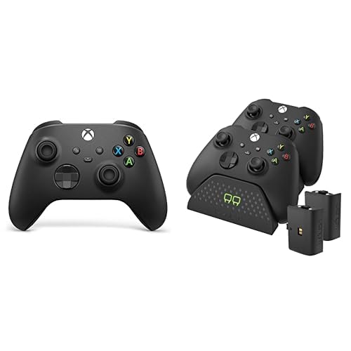 Xbox Wireless Controller - Black+Venom Dock di ricarica doppio con 2 pacchi batteria ricaricabile - Nero, USB Series X &, S One
