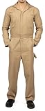 NY Threads Men’s Twill Coverall Relaxed Fit Long Sleeve Utility Work Wear, X-Large, Khaki