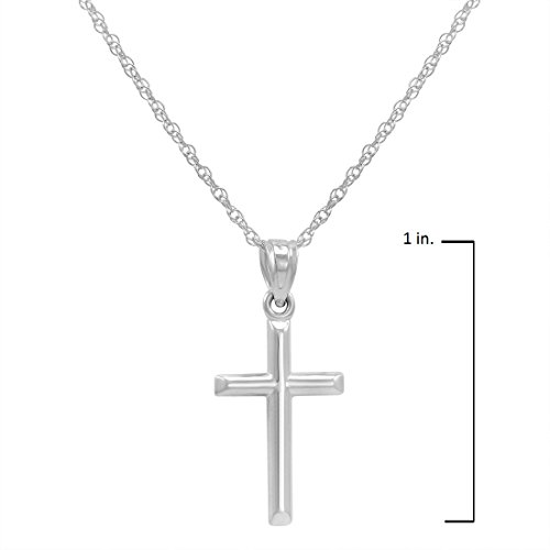 Amanda Rose Collection 14K White Gold Petite Cross Pendant Necklace on a 14K White Gold Chain (18 or 20 inch)3