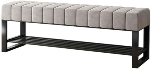 Banc étroit d'entrée en velours doux gris pour s'installer confortablement au réveil