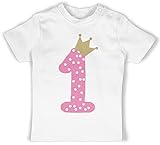 1. Geburtstag - Erster Krone Mädchen - 12/18 Monate - Weiß - erster Geburtstag mädchen - BZ02 - Baby Shirt für Mädchen und Jungen