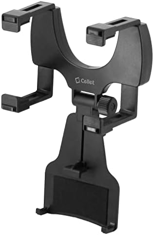 Cellet Vehicle Rear View Mirror Phone Holder Mount Universal Smartphone Cradle Compatible to iPhone 14 Pro Max Plus 13 12 11 XR XS SE Galaxy Z Flip Z Fold S22 S21 S20 S10 Google Map GPS Navigation