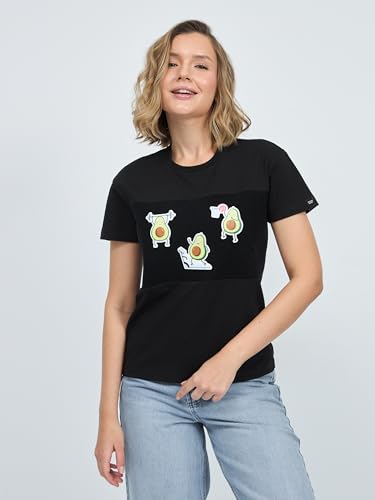 Women's Cotton T-Shirts with Stickers XL