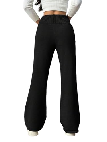 ZAFUL Women's Straight Leg Sweatpants Solid Button High Waisted Knit Pants Casual Sweat Pants4