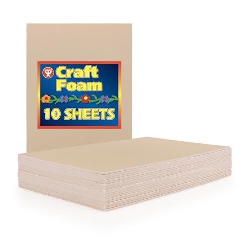Hygloss Sheets Colorful Foam for DIY Arts & Craft, 12” x 18”, Tan, 10 Piece