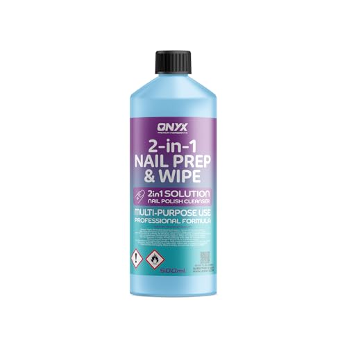Onyx Nail Prep + Wipe 500ml Gel Nail Polish Residue Cleaner Remover UV LED Manicure Gel Polish Base Wipe Multi-Purpose for Sanitising Nail Plate & Nail Polish Cleanser