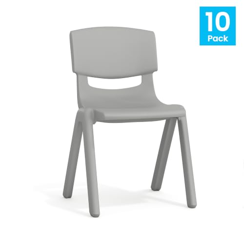 Image of Flash Furniture Stackable Plastic School Chair, Soft Gray, Set of 10