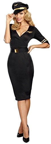 Flight Attendant Ladies Costume Stewardess Air Hostess Fancy Dress (Women: 12)